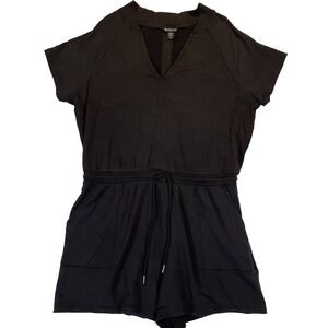 Athleta‎ Woman's Romper Size XL Black Balance Romper super Soft Drawcord